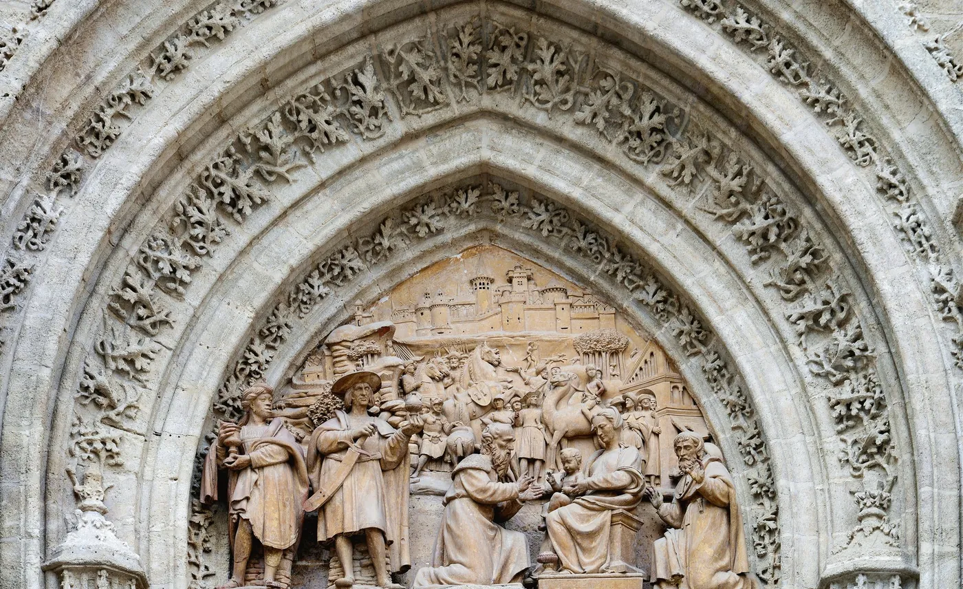 The carved portal of Seville Cathedral
